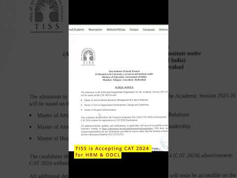 TISS HRM ODCL Hospital Administration are Taking CAT 2024 Score | CAT is now Bigger