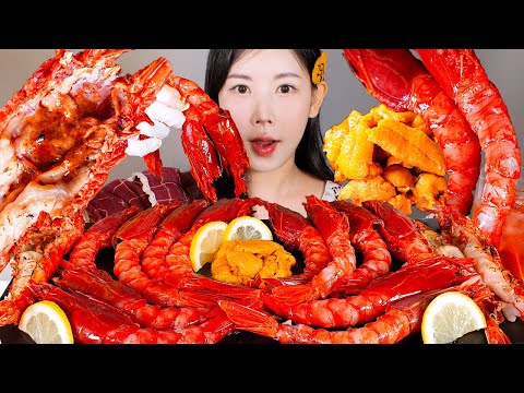 예쁘고 비싸고 맛있고😭 카라비네로 새우회, 구이 성게알 먹방 Carabinero Shrimp [eating show] mukbang korean food