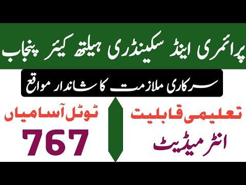 Primary and secondary healthcare Punjab department job 2023| Latest government job 2023