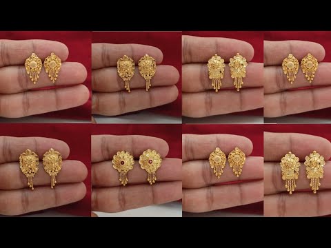 new 22ct gold earrings tops designs 2023 with weight & price // latest daily wear earrings designs