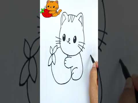 gatito lamiendo una fresa  #peketona #fundraw  #gatito #fresa #fresita