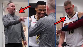 Denver Nuggets Locker Room Celebration After Nikola Jokic & Westbrook Makes Double-Double vs Dallas!