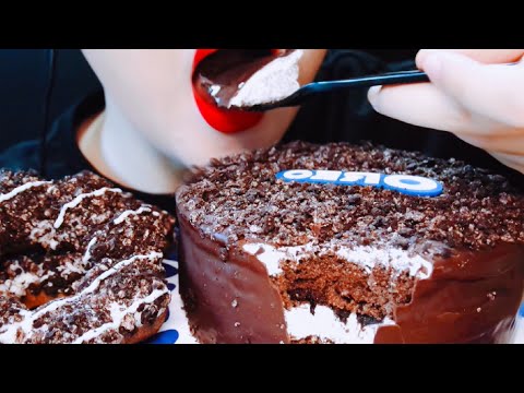 ASMR Oreo Chocolate Cake and Donut Eating Vlog 오레오 초콜릿 케이크와 도넛 먹기 @ribongasmr4431