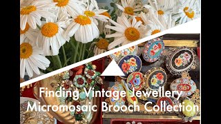 Finding Vintage Jewellery Ancient Chinese Jewellery Box - collection Unique Micro mosiac Brooches