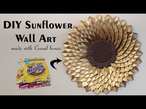 DIY Sunflower Wall Art made with Cereal Boxes l l Wall Decor with Paper boxes l l Best out of waste