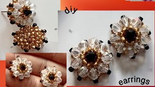 diy|beaded stud earrings|how to make beaded earrings|earrings tutorial beaded jewellery