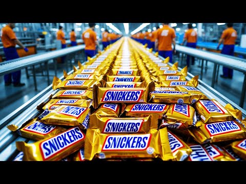 How Snickers Bars Are Made in a Mega Factory with Modern Food Processing Technology!