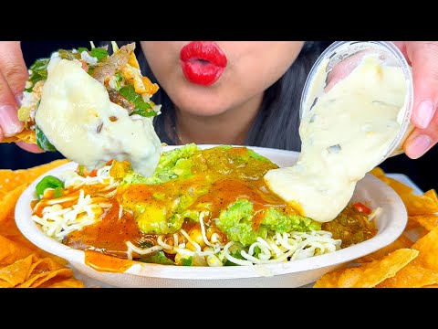 ASMR CHIPOTLE SMOKED BRISKET BURRITO BOWL WITH QUESO CHEESE | MUKBANG | EATING SOUNDS | ASMR Phan