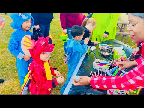 Halloween Party and Fun in Trampoline Pumpkin Painting Candy Collection Part -2