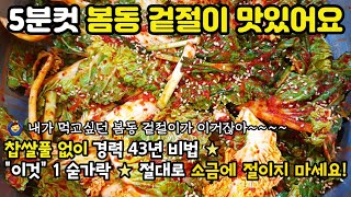 봄동겉절이 황금레시피 찹쌀풀 없이 5분컷 절일필요없이 봄동김치 간단한 평생 써먹는 김치 양념 경력 43년 비법