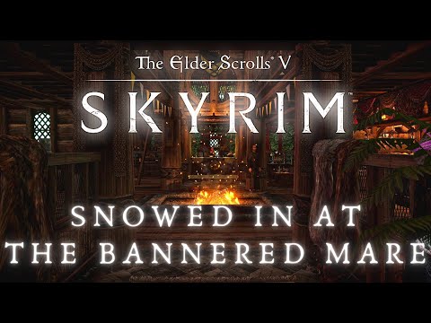 Skyrim 4K Music & Ambience | Snowy Whiterun Tavern | Sleep,Relax | Elder Scrolls Ambient Music [8Hr]