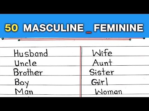 50 Masculine and Feminine words in English || 50 Gender name