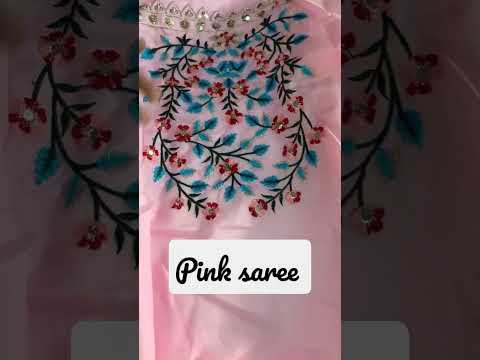 pink saree.. Georgette cut Dana work saree with embroidered blouse piece #saree #pinksweat