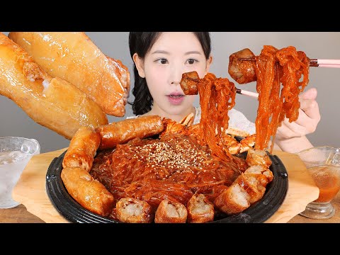 느맵느맵🔥 빠싹한 대창 아주 매운 당면볶이 게장은 거들 뿐... Beef Intestines & Spicy Noodles mukbang korean food