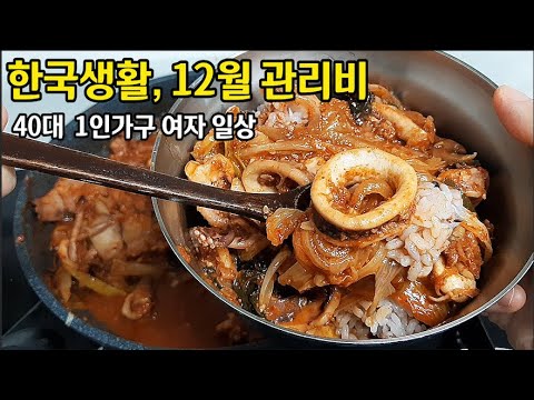 혼자사는 40대 1인가구 일상 브이로그 vlog 12월 관리비, 대충하는 살림, 하트냄비 광택내기