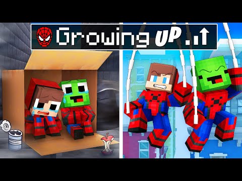 Mikey and JJ Grow up as SPIDER MAN in Minecraft! (Maizen)