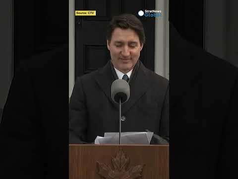 Wind blows Justin Trudeau's notes as he steps down from leading Liberal party | #shorts #Trudeau