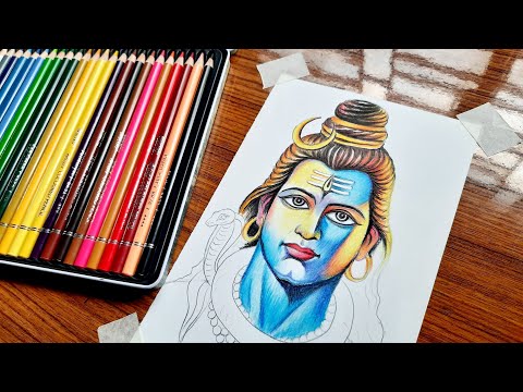 How to draw Mahadev with colour pencil | Shivratri special drawing