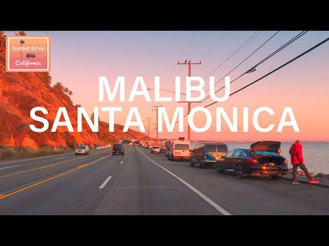 Driving Malibu to Santa Monica at Sunset Los Angeles California | Relaxing Immersive Cinematic