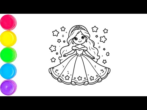 How to Draw a Cute Disney Princesses Drawing, Painting & Colouring For Kids and Toddlers _🌈🎨