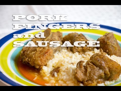 Pork Fingers and Sausage over Rice