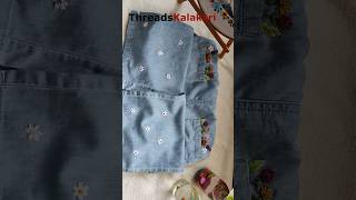 Simple Hand Embroidery Design on jeans/ kurti /suit/ blouse #shorts