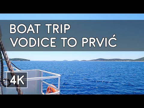 Boat Trip from Vodice to the Island of Prvić (Croatia) with Dalmatian Music - 4K UHD Virtual Travel