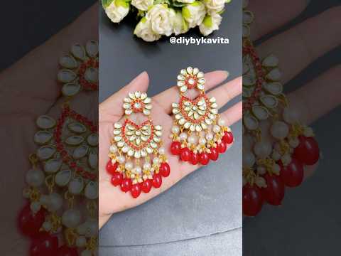 Diy Kundan Earrings✨❤️ #shorts #diyearrings #diycraft #kundanjewellery #easydiyideas