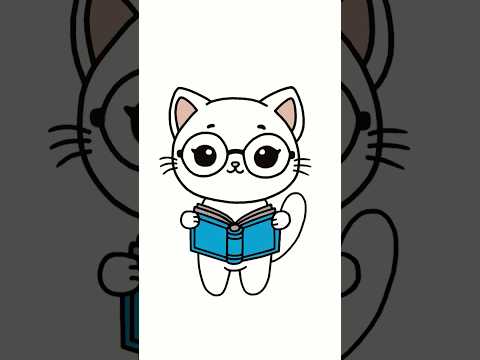 How to Draw a Book-Loving Kitty Cat – Easy Step-by-Step Tutorial 🐱📚✨