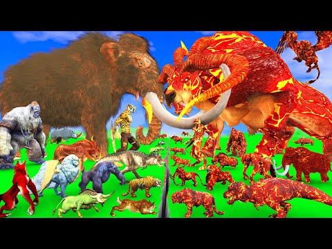 Prehistoric Mammals vs Lava Mammals Size Comparison Animal Epic Battle Woolly Mammoth vs Lava Mammot