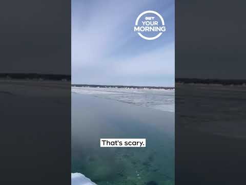 A fisherman was stranded on Lake Simcoe after wind broke the ice