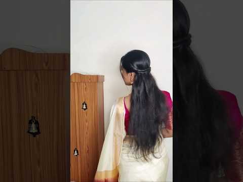 Easy hairstyle for saree♥️✨Day 42/100-Day Hair series✨ #shorts #hairstyletutorial  #sareehairstyle