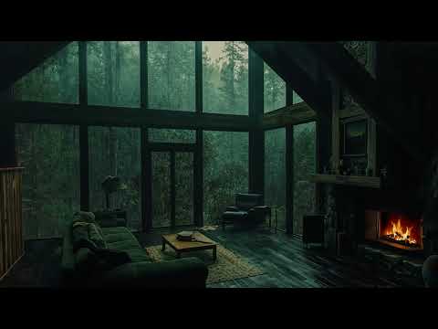 Peaceful Cabin Getaway: Gentle Rain and Crackling Fireplace Ambience - Sleep, Relax, Retreat