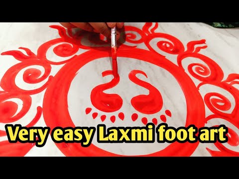 Very Easy and quick Laxmi foot art/AlponaDesigns/Rangali/Round Design