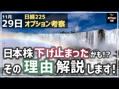 【日経225オプション考察】11/29 日本株 下げ止まったかも！ その理由を解説します！