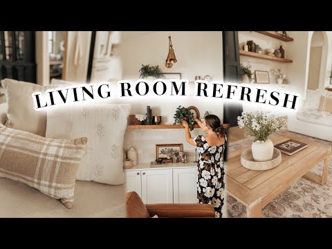 LIVING ROOM REFRESH | neutral cozy living room decorating ideas!