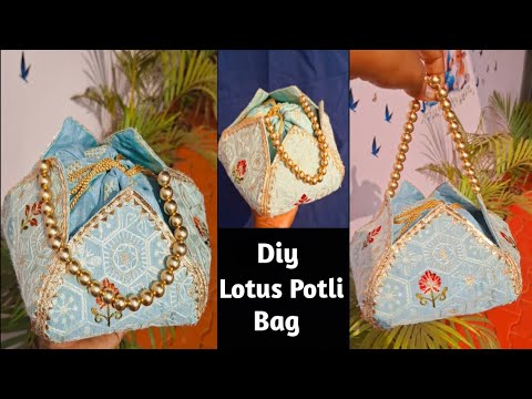 पुराने कपड़े से बनाएं 🪷 (Lotus Potli Bag)🪷 Diy embellished potli bag / How to make potli bag at home