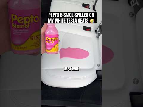 Pepto Bismol Spilled ALL OVER My White Tesla Seats 😭😫