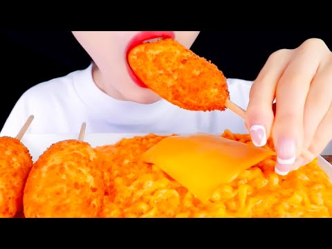 ASMR, Mukbang Crispy Corn Dog, Fire Noodles Eating Vlog. 바삭한 콘도그, 불면 먹기 @mellawnie