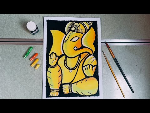 How to draw LONG GANESH Ji Drawing With Step By Step | Oil Pastel | Ganesha Drawing 😍 #ganesh