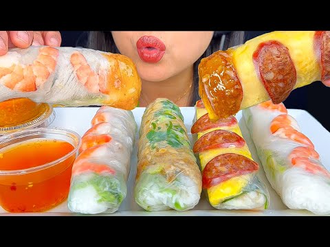 ASMR SPRING ROLLS *3 DIFFERENT FLAVORS* | MUKBANG | EATING SOUNDS | ASMR PHAN