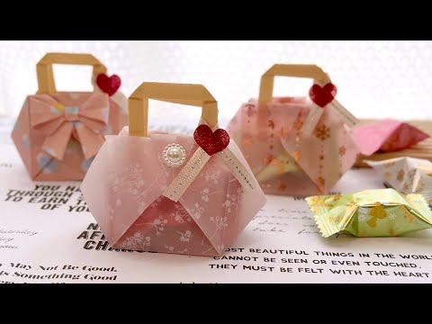 [Origami] How to make a  bag  for Valentine's Day - Gift wrapping