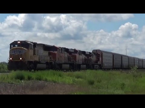 BNSF eastbound train at Pacific Junction, Iowa w/ a Union Pacific leader