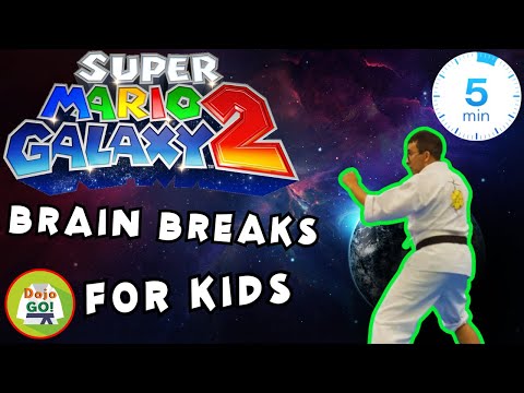 5 Minute Brain Breaks For Kids | Super Mario Galaxy 2 | Dojo Go