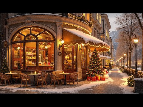 Christmas Jazz Music 2025 with Snowfall for Unwind, Study 🎄 Cozy Christmas Coffee Shop Ambience