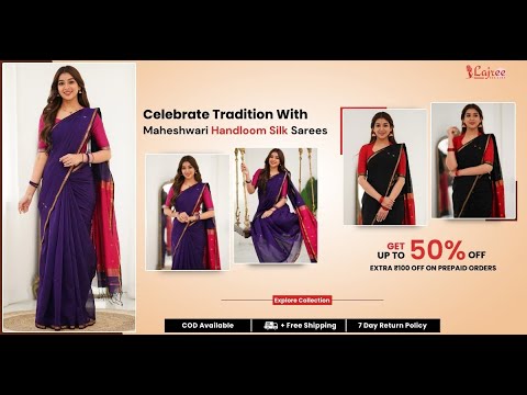 ✨ Celebrate Tradition With Maheshwari Handloom Silk Sarees | Lajreedesigner ✨