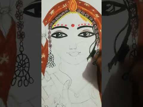 Radha rani lage.💜 pencil colour painting of sri radha rani.