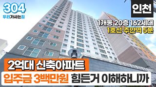 [인천신축아파트] 실입주금 300만원으로 2억대 신축아파트 내집마련 실현~ 요즘 다들 힘들죠~🥹 조금 부족해도 주안역 역세권아파트 가능해요 (매물 304)