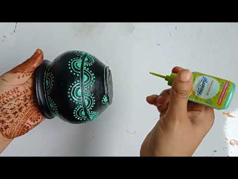 3 Easy pot painting ideas | Pot decoration ideas | 3d outliner with mirror work