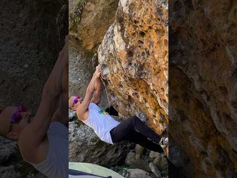 Overhang traverse boulder